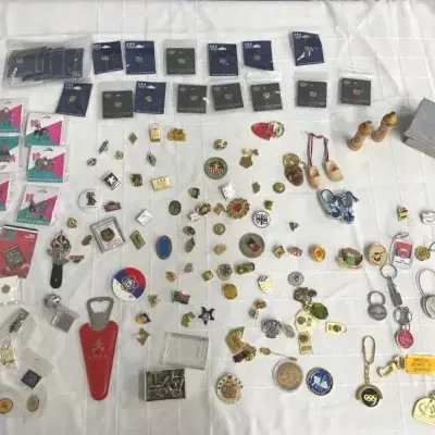 Vintage Olympic Pins & Key Chains, Military Pins & More