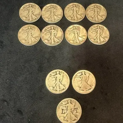 11- Vintage Walking Liberty Half Dollars Preowned LOT 1