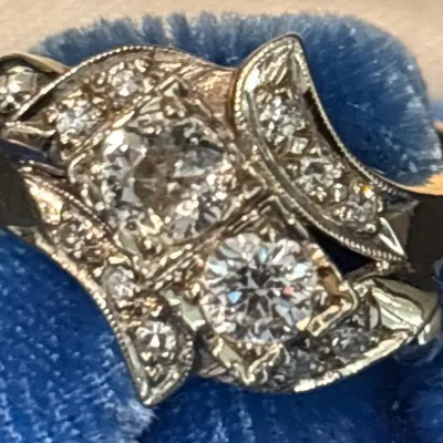 White Gold Style Diamond Cluster Ring 