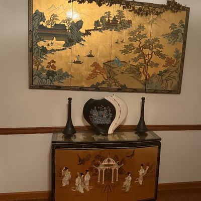 Sale Photo Thumbnail #2: Beautiful oriental Cabinet and wall picture
Oriental Vase and 2 wine caddies 