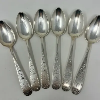 Antique Sterling Silver Hennegen Bates & CO “May Flower” Spoons 2/2