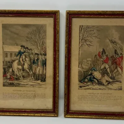 Pair of Antique 19th Century, Colored Engravings