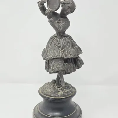 Antique Spelter Figurine Musician French 1880-1915