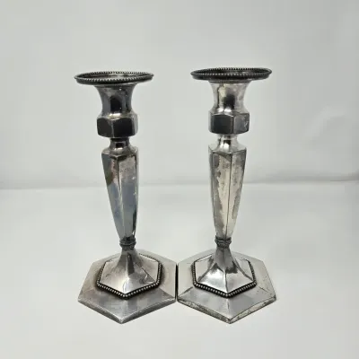 Late Victorian Silver Plated Candlestick Holders By Wilcox Silver Plate Co