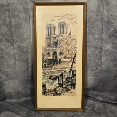 Vintage Notre Dame Lithograph