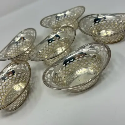 Vintage Sterling Silver Webster Co Reticulated Nut Cups Bonbon Candy Bowls Set 6 Approx. 96.3g