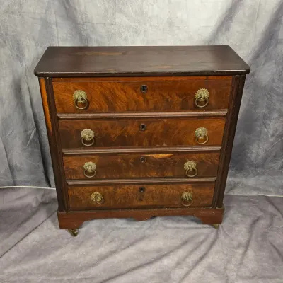 Antique 19th Century Miniature Mahogany Chest Of Drawers