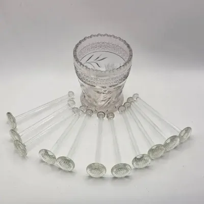 Glass Jar With Set Of 10 Swizzle Sticks/Muddlers 