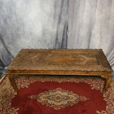 Hand Carved Wooden Coffee Table