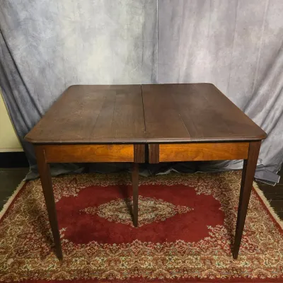 Antique Center Extension Table With Leaf Storage Crate & 8 Insert Leaves
