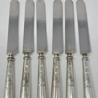 Antique Sterling Silver Jenkins & Jenkins Inc. Baltimore Set Of 6 Knives