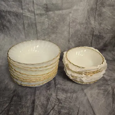 Vintage Anchor Hocking Fire King Milk Glass Swirl Soup Bowls And Fruit Bowls