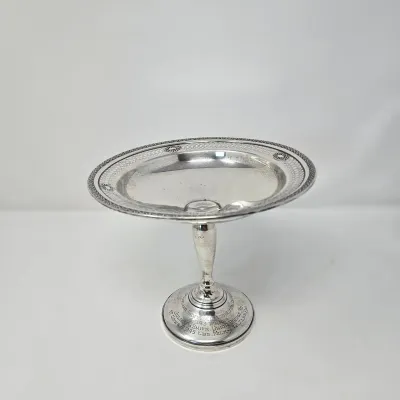 Sterling Silver Pedestal Bowl Pierced Rim Approx. 283.1g