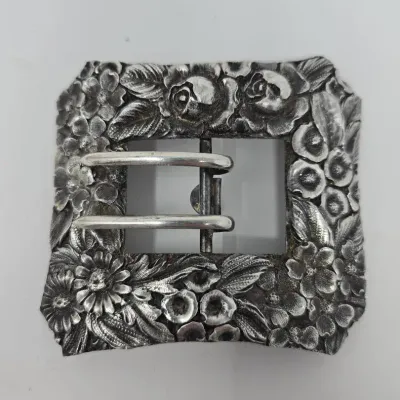 Antique Silver Repousse Pattern Buckle