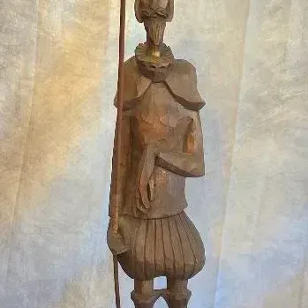 Vintage Don Quixote Hand Carved Wooden Statue