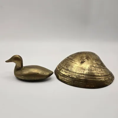 Small Brass Duck & Clam Shell