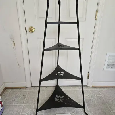 Longaberger Wrought Iron 4-tier Shelf Stand Bowl Basket Triangle Hostess