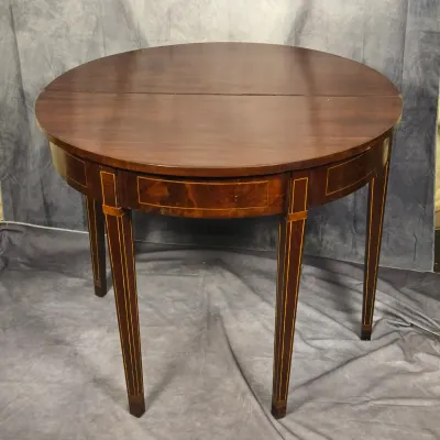 Federal Period Mahogany Demilune Swing Leg Card Table