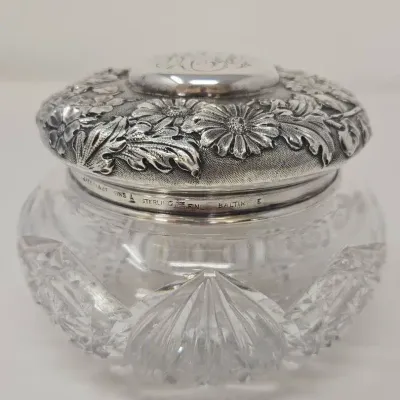 Antique Baltimore Silversmith Jacobi&Jenkins 1894-1908 Powder/Dressing Jar Sterling Lid Approx 87.3g
