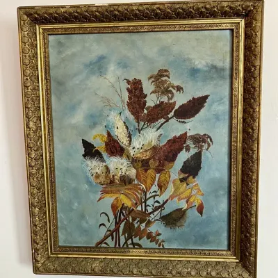 Vintage Framed Fall Foliage Wall Art Hanging