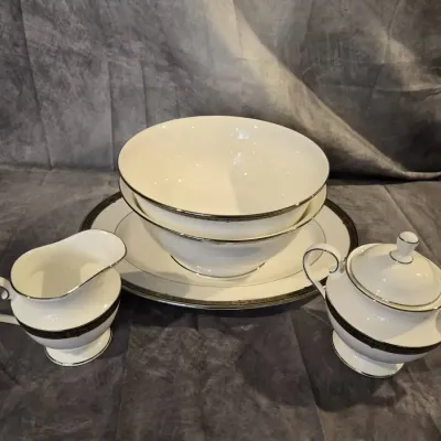 Lenox China Lot 3, Bowls Serving Dish, Cream And Sugar