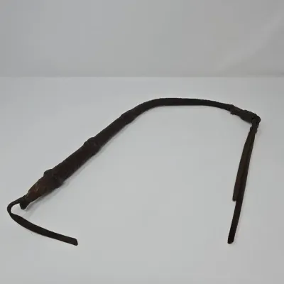 Vintage Brown Leather Woven Leather Whip
