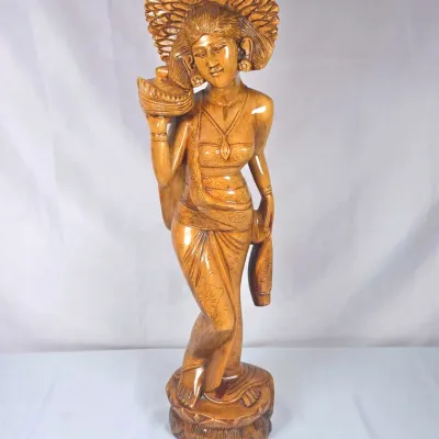 Sale Photo Thumbnail #29: Balinese Teak Wood Hand Carved Large Deity Statue 29"×7"