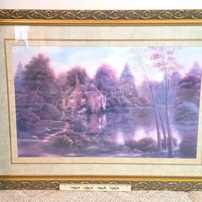 Sale Photo Thumbnail #43: Large Print of "Scotney Castle" by Betsy Brown In Gold Detailed Frame 43" X 31" 