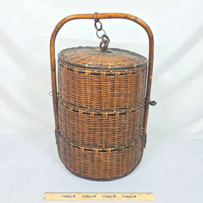 Sale Photo Thumbnail #6:  06 Vintage Chinese 3-Tier Stacking Wedding Basket