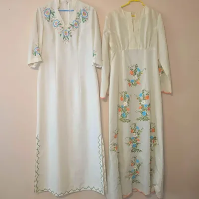 Sale Photo Thumbnail #42: Embroidered Vintage Asian Weddding Dresses 60" Long 16" Wide
