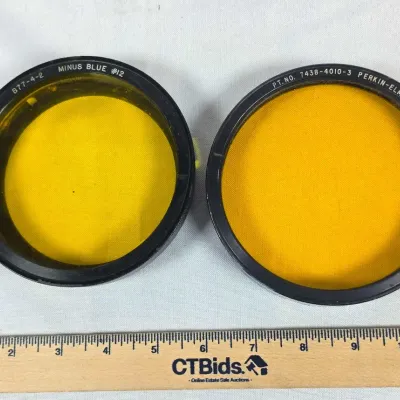 Sale Photo Thumbnail #18: Perkin-Elmer 7438-4010-3 Yellow Filter & Vtg No.12 Minus Blue Filter Telescope