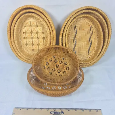 Sale Photo Thumbnail #33: Bamboo and Rattan Handwoven Nesting Basket Sets 