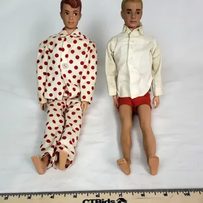 Sale Photo Thumbnail #70: Vintage Allen And Flocked Hair Ken Barbie Dolls From The 1960's. Some Damage To Ken. 
