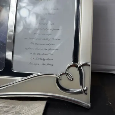 Vintage Lenox Forevermore Dual Photo Frame Cream Silver Hearts