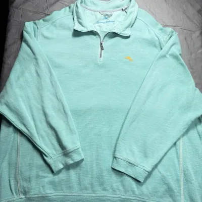 Tommy Bahama Tobago Bay Half-Zip Sweatshirt in a "Biscay Green