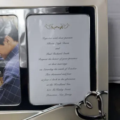 Vintage Lenox Forevermore Dual Photo Frame Cream Silver Hearts