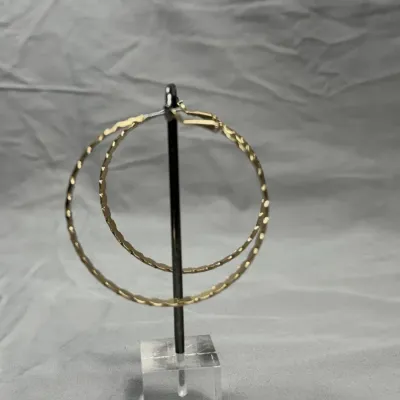 Gold Toned Textured Gold Hoop Earrings 3 Inches