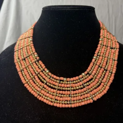 Vintage multi-strand beaded necklace is a bold statement piece
