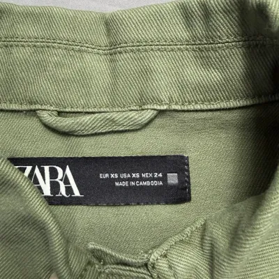 Zara denim jacket in olive green blends utility-inspired design