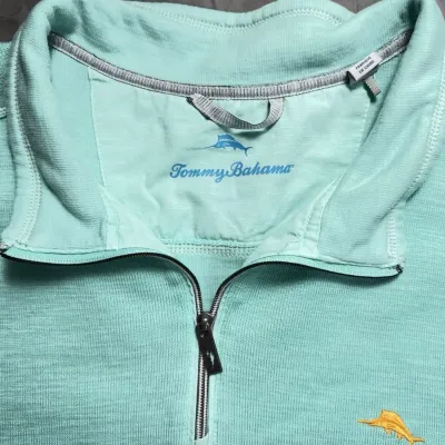 Tommy Bahama Tobago Bay Half-Zip Sweatshirt in a "Biscay Green