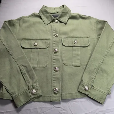 Zara denim jacket in olive green blends utility-inspired design