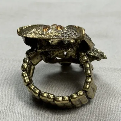 Charming Diamante Owl Stretch Ring by Avalaya, a vintage-inspired cocktail