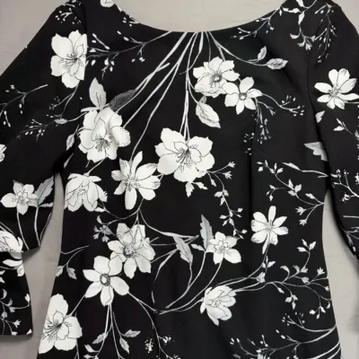 Calvin Klein floral Black And White sheath dress Size 4