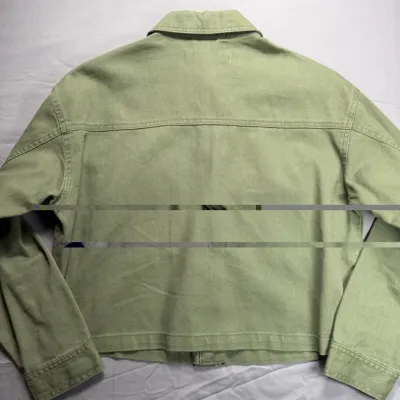 Zara denim jacket in olive green blends utility-inspired design