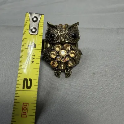 Charming Diamante Owl Stretch Ring by Avalaya, a vintage-inspired cocktail