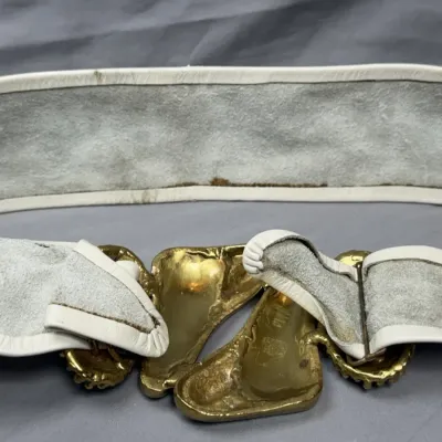 Vintage Cream Belt with Gold & Purple Abstract Buckle