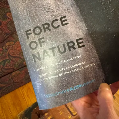 Softcover exhibition catalog titled "Force of Nature: Elaine Kurtz: A Retrospective" from the Woodmere Art Museum, in good...