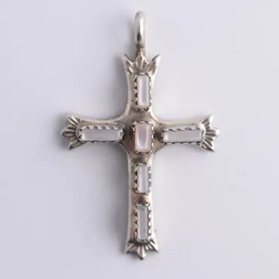 Mother of Pearl Sterling Silver Cross Pendant