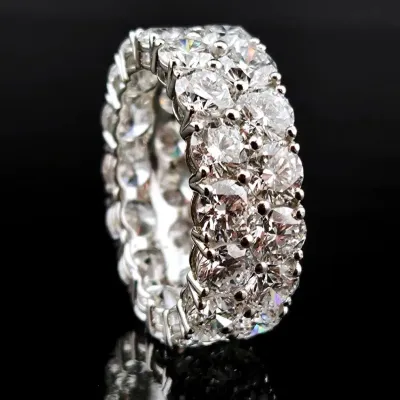10.40ctw Lab Diamond 14k White Gold 2 Row Eternity Ring