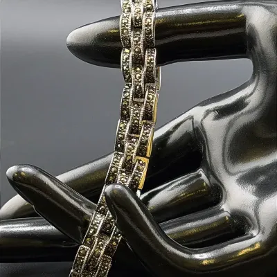 Marcasite Link Sterling Silver Bracelet 